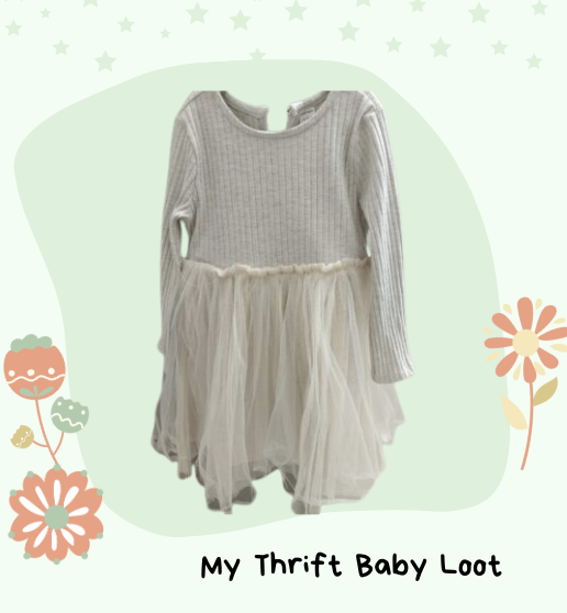 Elegant beige tulle frock preloved India